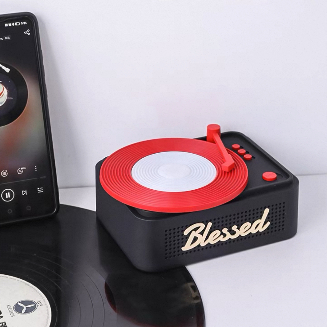 Christmas Retro Record Player Bluetooth Speaker | Rotating Christmas Tree Decor | Festive Gift with Music & Light | Best Christmas Gift for Family, Couple, Lover, Friend