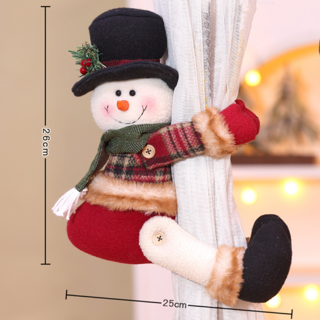 Christmas Curtain Tiebacks | Cute Santa, Snowman & Reindeer Plush Decorations | Holiday Home Décor