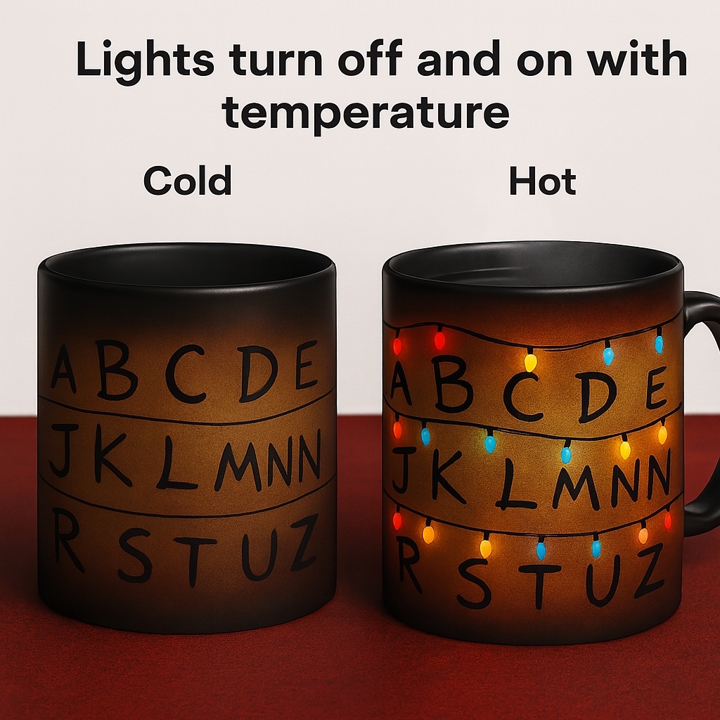 Retro Alphabet Light-Up Mug Heat Reactive Novelty Cup