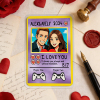 Personalized Valentine’s Day Power Couple Card, Custom Anniversary Card Couple Photo Anime Style, Best Valentine's Day Gift for Lover