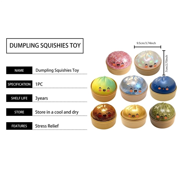Glitter Dumpling Squishy Toys Steamed Bun Sensory Stress Relief Ball Novelty Desk Soft Squeeze Decompression Gift - Photowatch