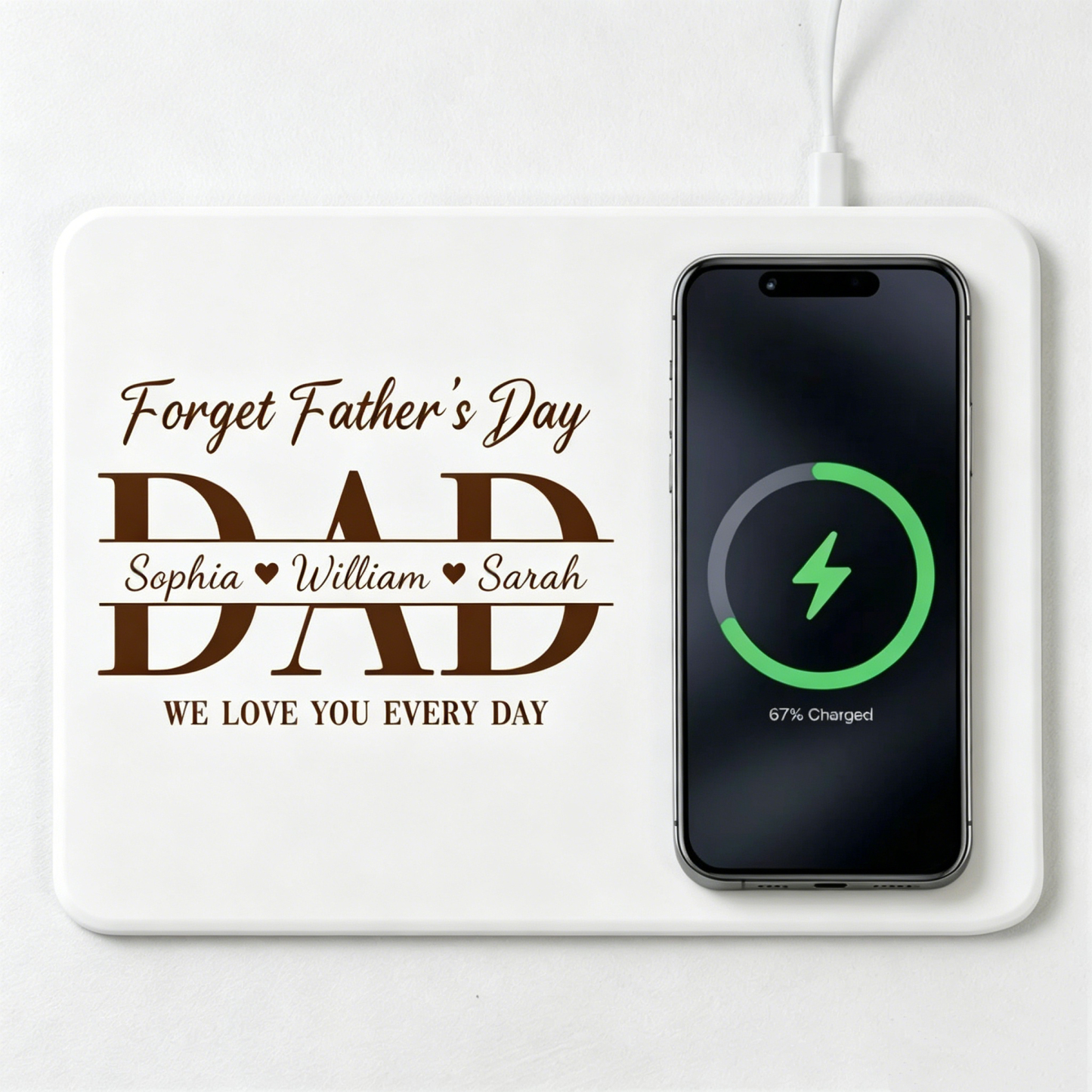 Personalized Charging Pad Dad Sketch Line Art Custom Photo Father's Day Gift For Dad - Photowatch