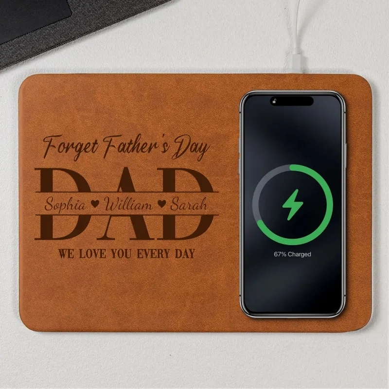 Personalized Charging Pad Dad Sketch Line Art Custom Photo Father's Day Gift For Dad - Photowatch