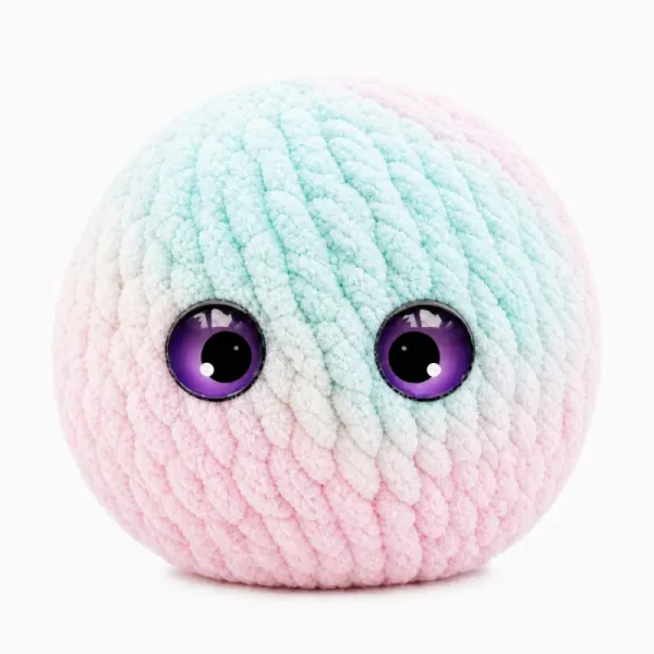 Crochet Bubble Squishy Ball – Soft Handwoven Fidget Toy with Slow-Rising Bubble Pop, Cute Sensory Stress Relief Toy