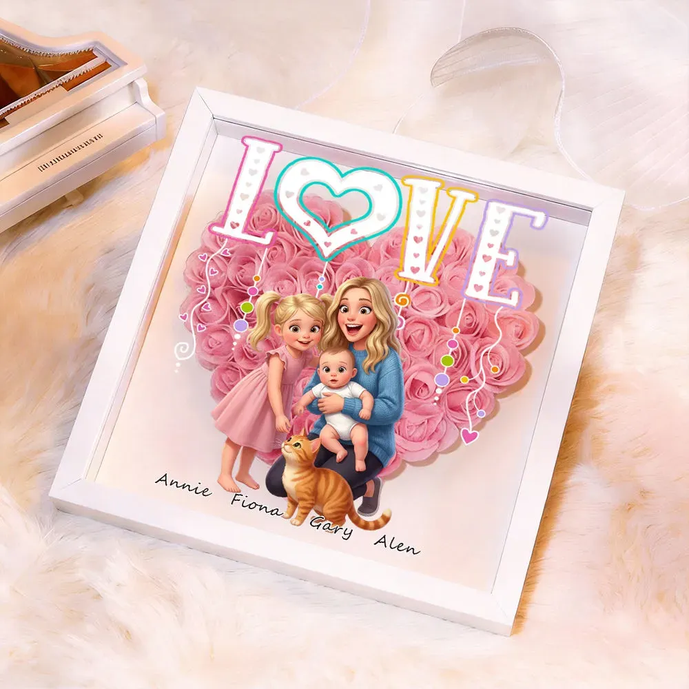 Personalized Flower Shadow Box with Light, Custom Photo & Name Gift For Mom, Gift For Mother's Day - Photowatch