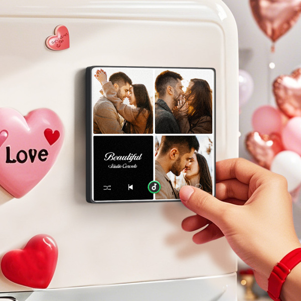 Custom Music Fridge Magnets Valentine's Day Gifts Custom Music Fridge Magnet Colorful Frame Album Fridge Magnet Can Play Songs Gift for Couple