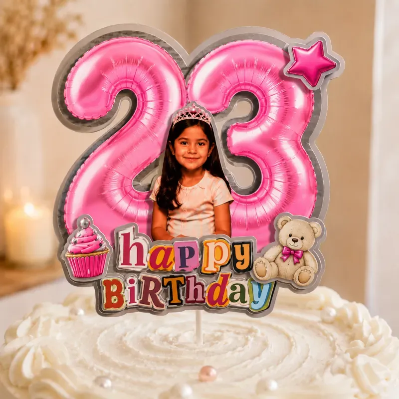 Personalized Birthday Cake Topper with Photo, Custom Face Acrylic Cake Decoration for Any Age, Funny Birthday Party Favors, Best Birthday Gift