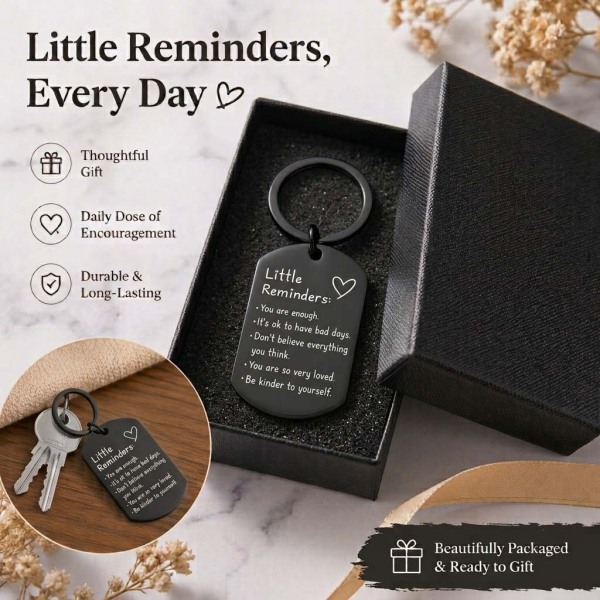 Inspirational Little Reminders Keychain Standard Inspirational Little Reminders Keychain Stainless Steel Dog Tag Gifts for Friends