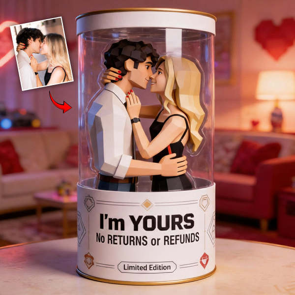 Custom Low-Poly Couple Space Capsule Personalized Decorative Ornament – A Special Gift for Her