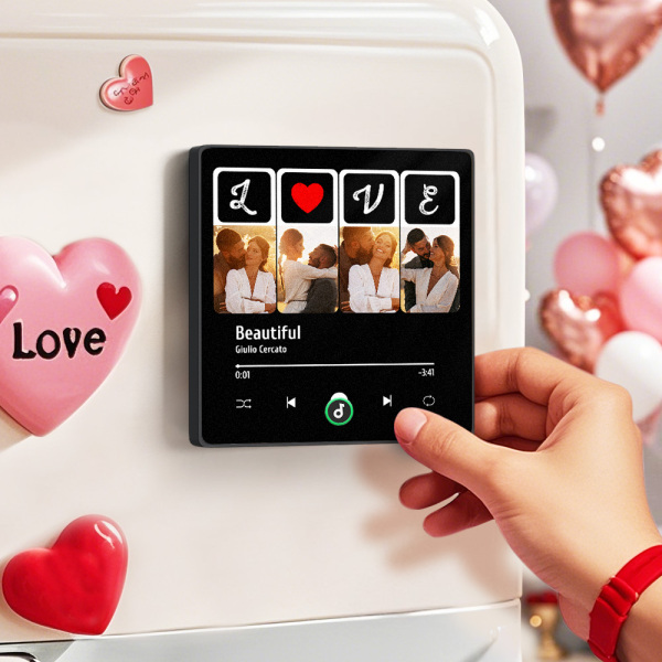 Custom Music Fridge Magnets Valentine's Day Gifts Custom Music Fridge Magnet Colorful Frame Album Fridge Magnet Can Play Songs Gift for Couple
