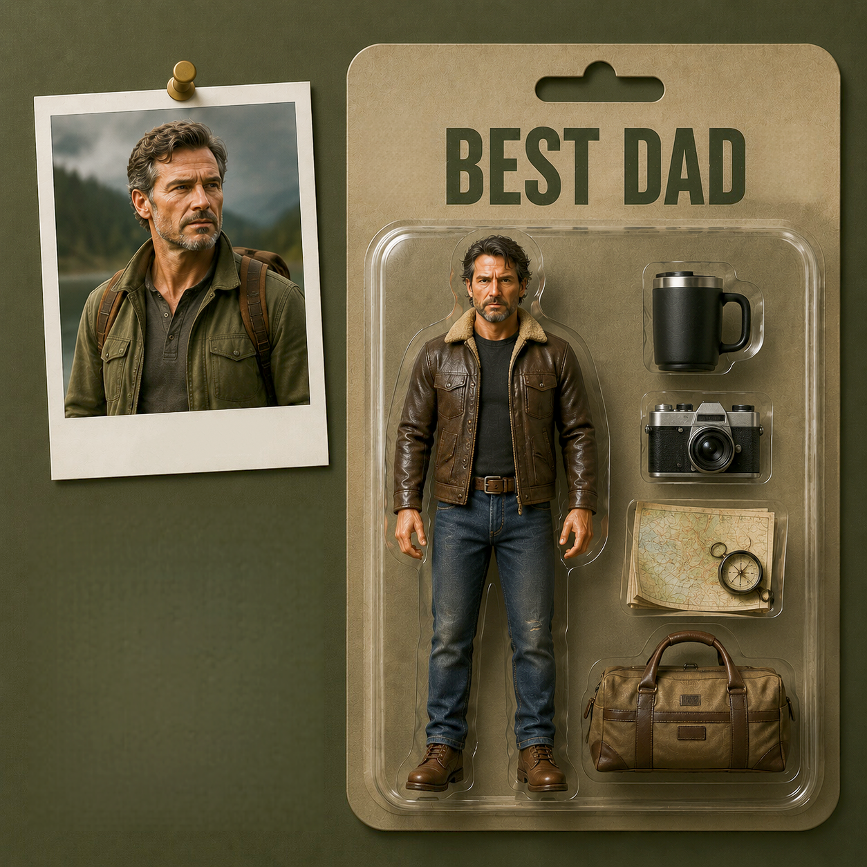 Custom 2D Action Figure Krychain, Personalized Flat Print Acrylic Keychain, Best Gift for Dad
