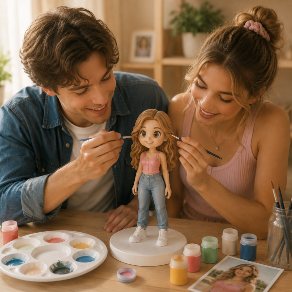 Custom DIY Paintable Plaster Figurine from Your Photo | Personalized Cartoon Gift for Family, Couples, Kids & Friends - Photowatch