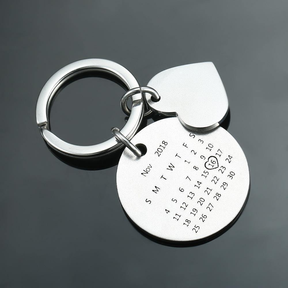 Custom Photo Engraved Calendar Keyring -For Anniversary - photowatch
