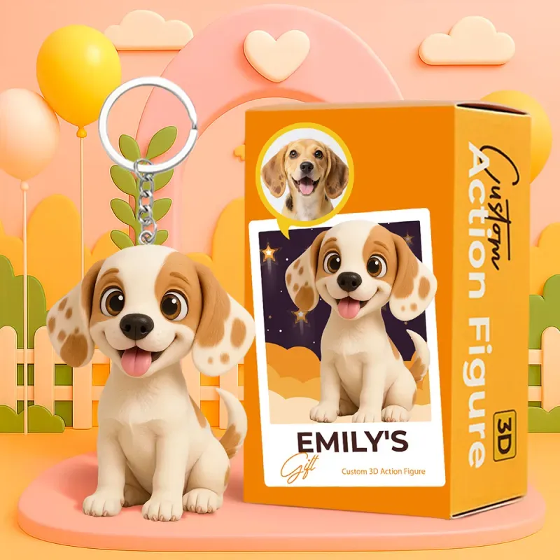 Personalized Cartoon Pet Keychain Custom 3D Animal Figure Cute Dog Cat Avatar Gift for Pet Lovers