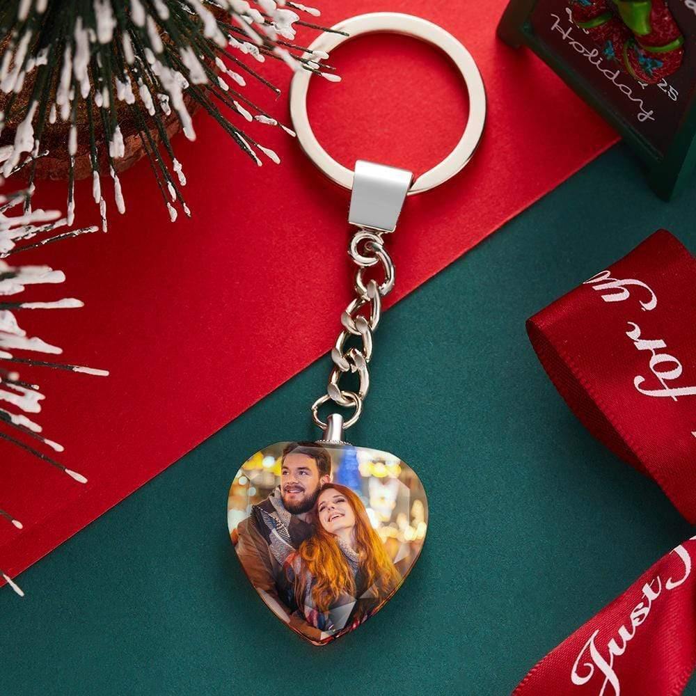 Custom Heart Crystal Keychain Gift for Him - photowatch
