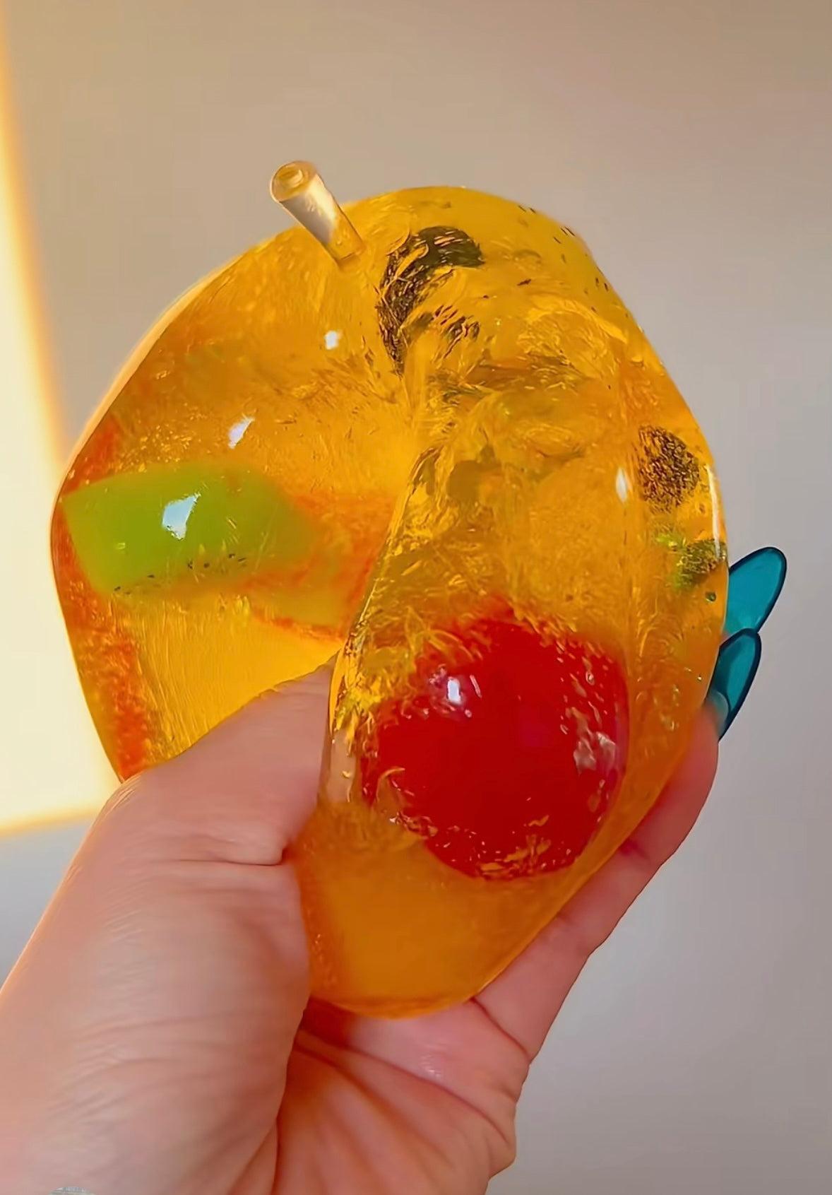 Fruit Jelly Squishy Ball Realistic Fruit Gel Stress Relief Sensory Fidget Toy