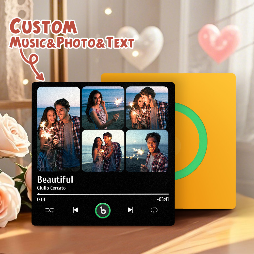 Custom Music Fridge Magnets Valentine's Day Gifts Custom Music Fridge Magnet Colorful Frame Album Fridge Magnet Can Play Songs Gift for Couple