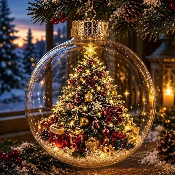 Enchanted Christmas Glow Ornament Miniature Holiday Scene Keepsake Best Christmas Gift for Family
