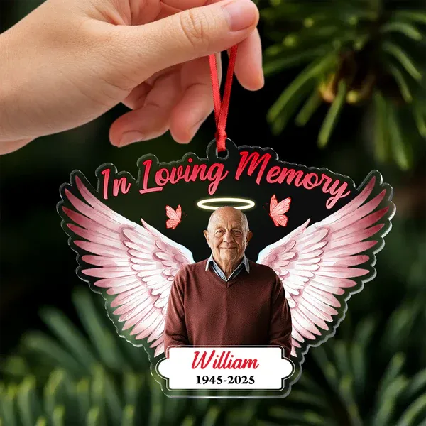 Custom Photo In Loving Memory - Personalized Memorial Acrylic Ornament - Photowatch