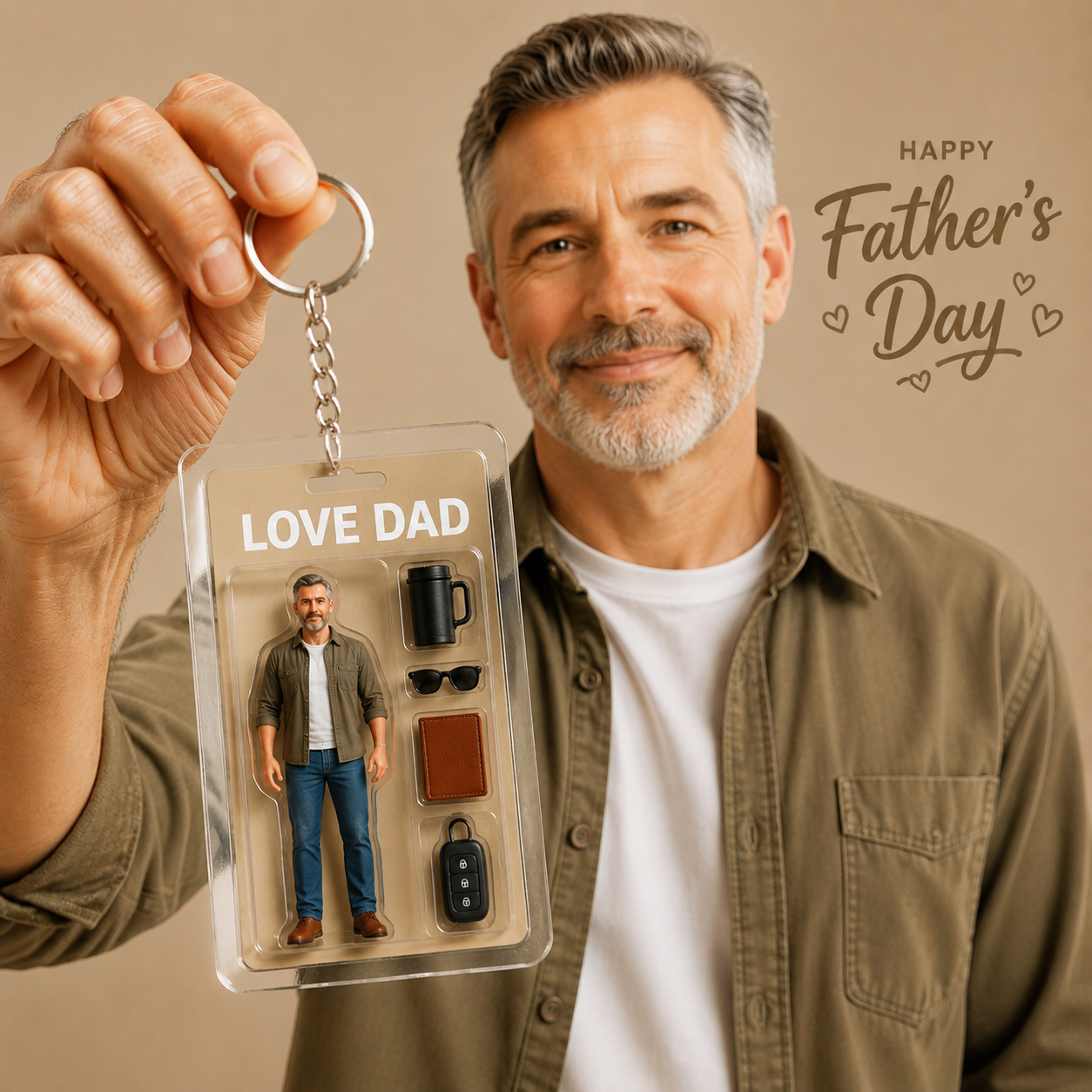 Personalized 2D Acrylic Keychain, Fully Body Customizable Action Figure Pack Packaging Gift, Gift for Dad