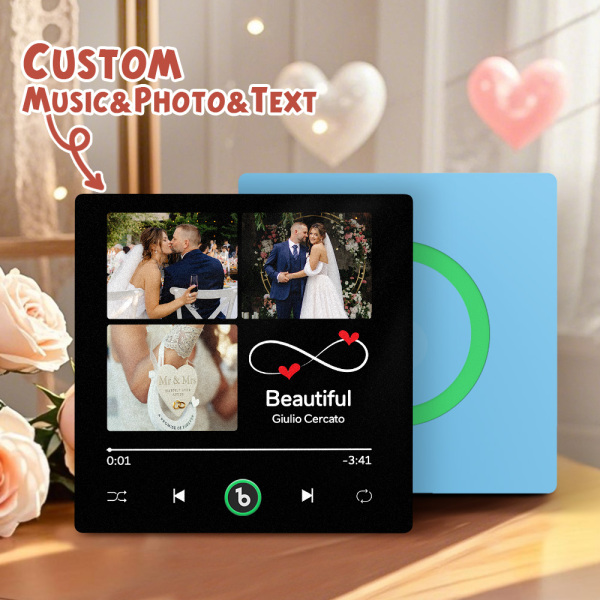 Custom Music Fridge Magnets Valentine's Day Gifts Custom Music Fridge Magnet Colorful Frame Album Fridge Magnet Can Play Songs Gift for Couple