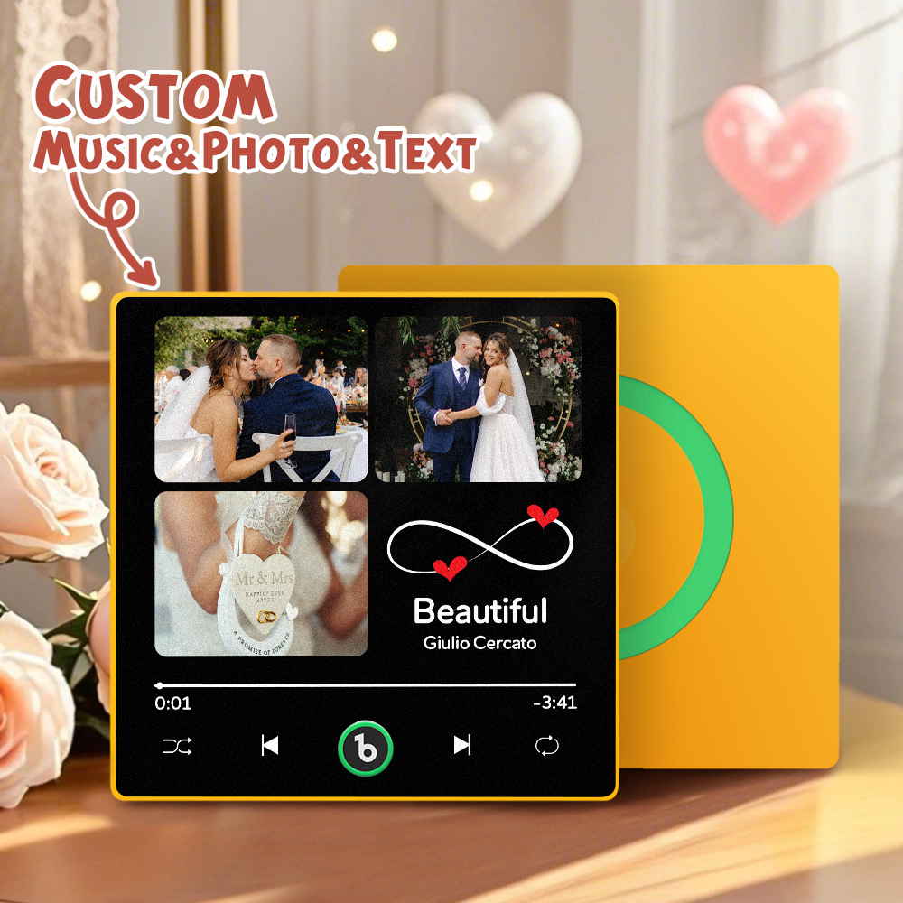 Custom Music Fridge Magnets Valentine's Day Gifts Custom Music Fridge Magnet Colorful Frame Album Fridge Magnet Can Play Songs Gift for Couple