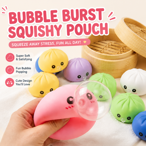 Mystery Glitter Dumpling Squishy Blind Box Toys, Steamed Bun Sensory Stress Relief Ball, Soft Kawaii Fidget Decompression Desk Toy Gift