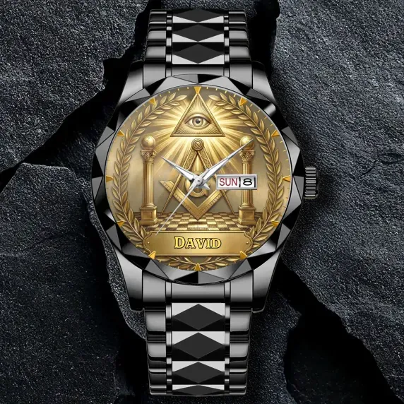 Custom Name Engraved Eagle Luxury Watch, Vintage Aztec Style Stainless Steel Timepiece, Personalized Gift for Men, Father’s Day Gift