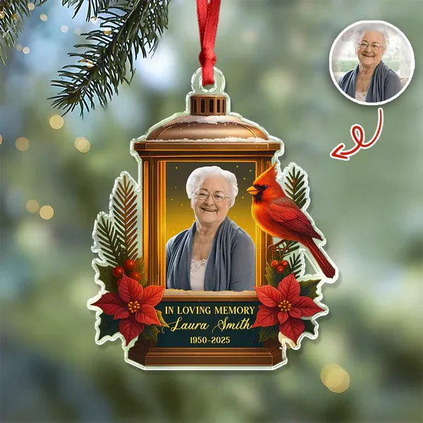 Custom Photo In Loving Memory Memorial Acrylic Ornament - Photowatch