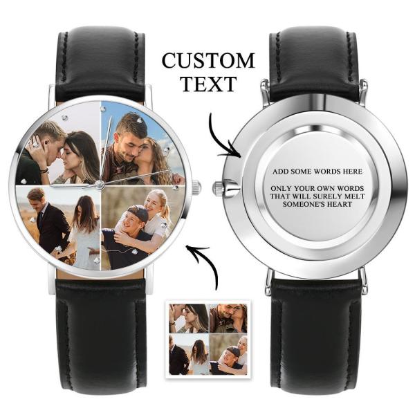 Custom Photo Watch Personalized Collage Photo Watch Gift for Husband Wife Family Friend