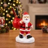 Santa Claus Figurine Pen Holder - Christmas Santa with Toy Sack Desk Organizer, Holiday Office Decor & Gift for Coworkers, Teachers & Family