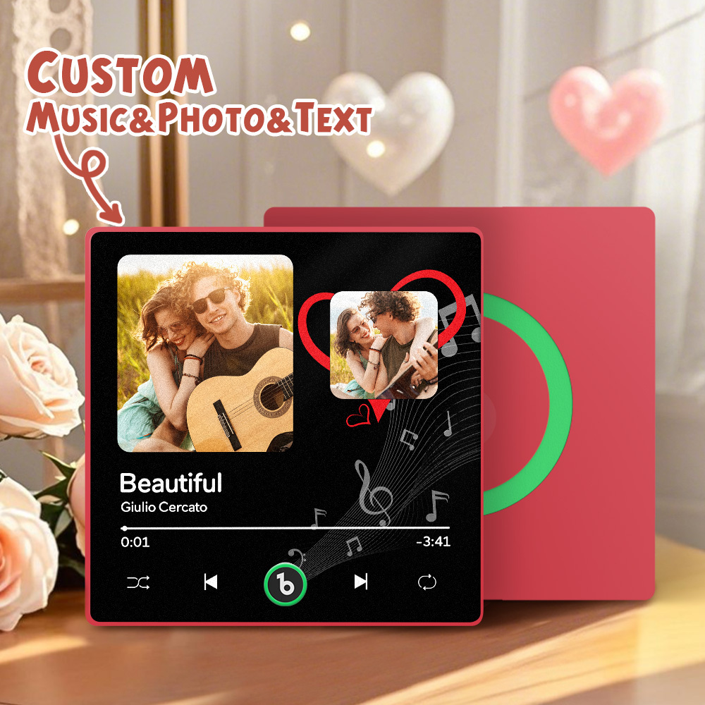 Custom Music Fridge Magnets Valentine's Day Gifts Custom Music Fridge Magnet Colorful Frame Album Fridge Magnet Can Play Songs Gift for Couple