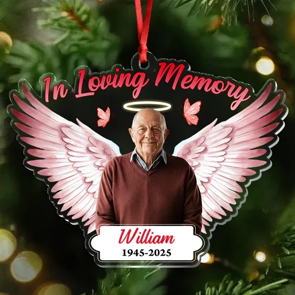 Custom Photo In Loving Memory - Personalized Memorial Acrylic Ornament - Photowatch