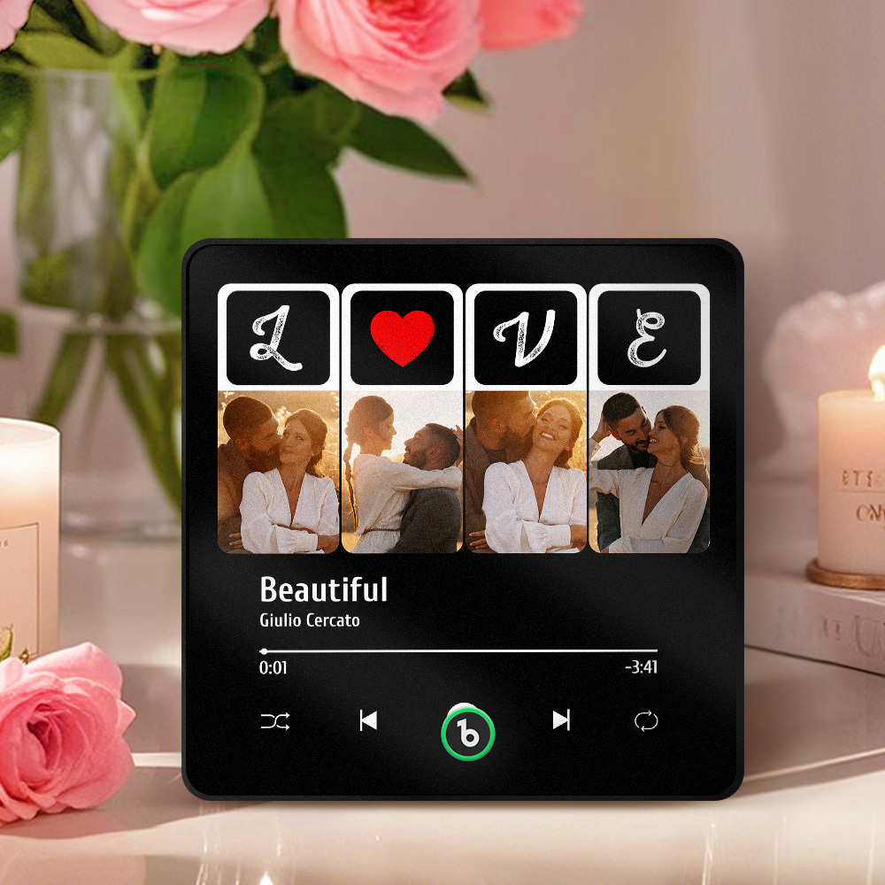 Custom Music Fridge Magnets Valentine's Day Gifts Custom Music Fridge Magnet Colorful Frame Album Fridge Magnet Can Play Songs Gift for Couple