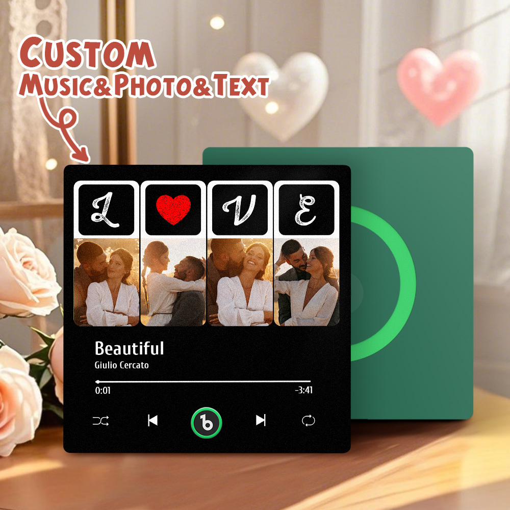 Custom Music Fridge Magnets Valentine's Day Gifts Custom Music Fridge Magnet Colorful Frame Album Fridge Magnet Can Play Songs Gift for Couple