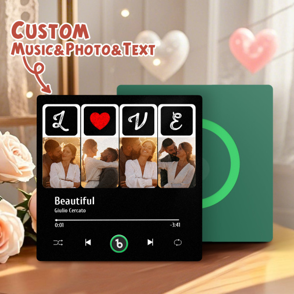 Custom Music Fridge Magnets Valentine's Day Gifts Custom Music Fridge Magnet Colorful Frame Album Fridge Magnet Can Play Songs Gift for Couple