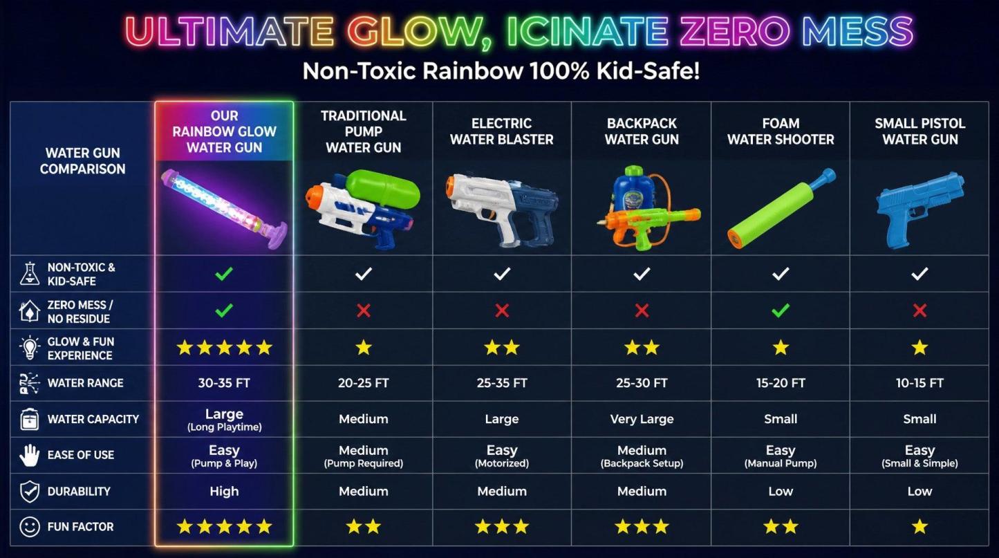Rainbow Water Spray Blaster🌈 Fun Outdoor Stress Relief & Social Play Water Blaster Turn Every Backyard Into a Rainbow Light Show
