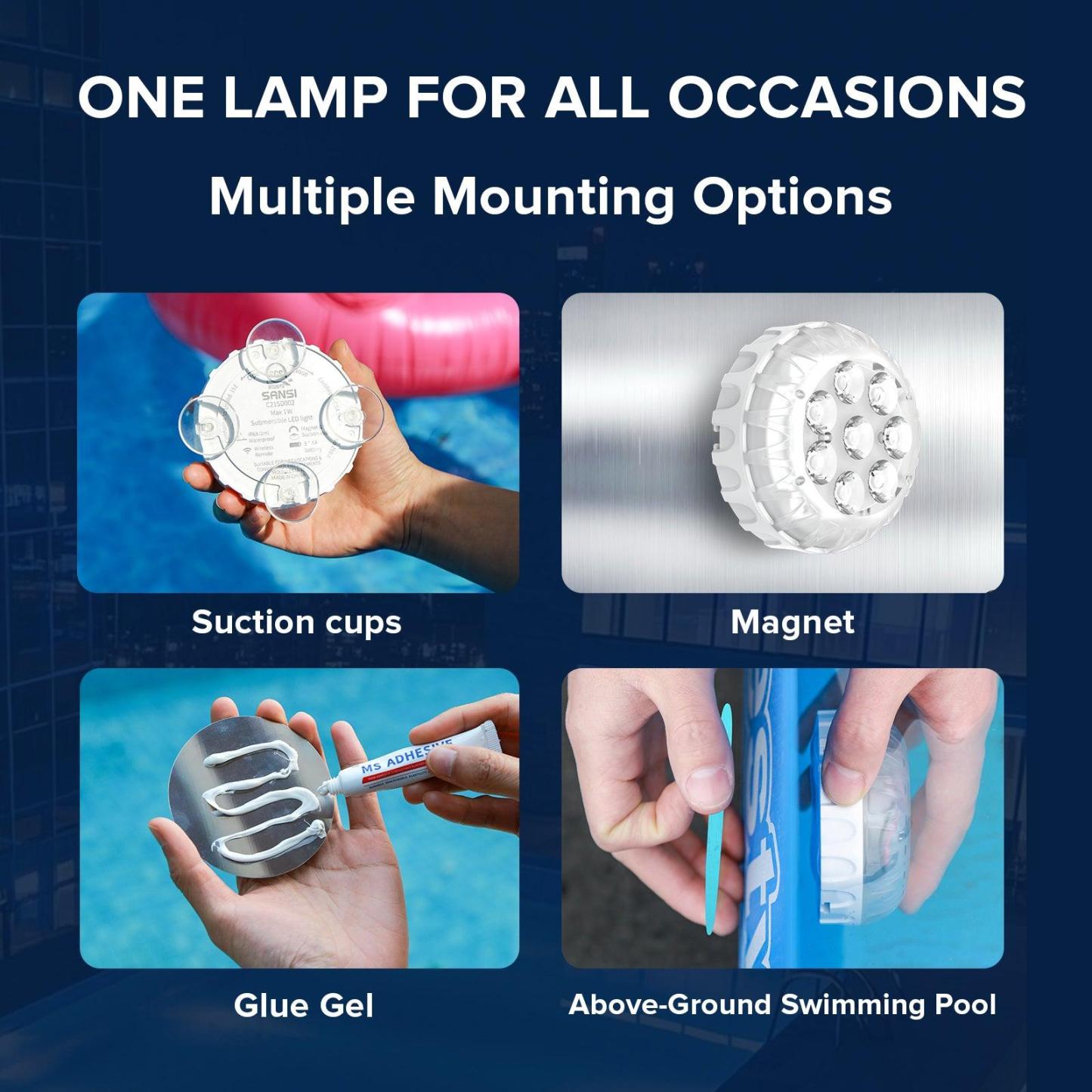 Upgraded Rechargeable RGB Pool Light with Remote Control & IP68 Waterproof, Color Changing Magnetic Pool Lights for Swimming Pool, Hot Tub, Fountain & Pond