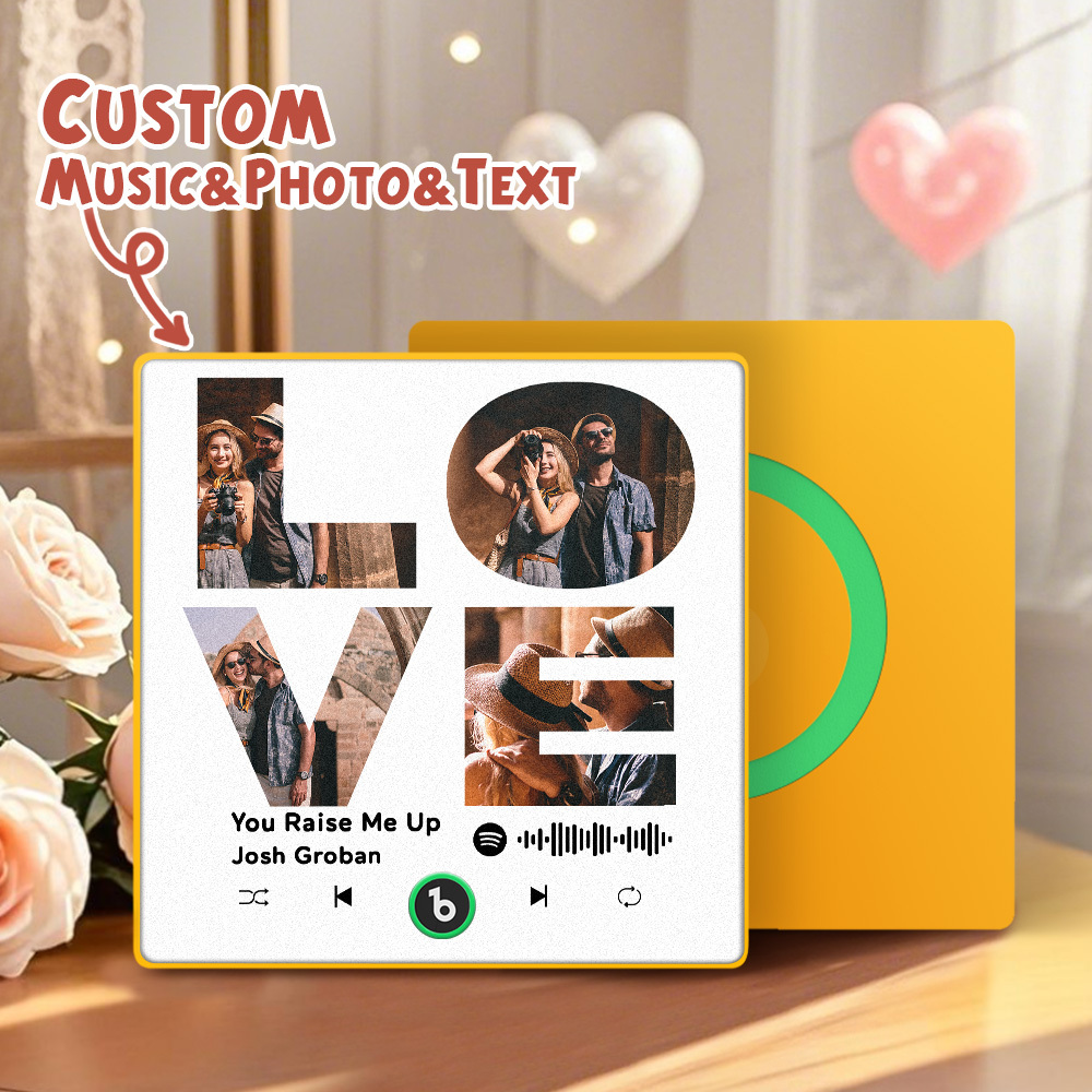 Custom Music Fridge Magnets Valentine's Day Gifts Custom Music Fridge Magnet Colorful Frame Album Fridge Magnet Can Play Songs Gift for Couple