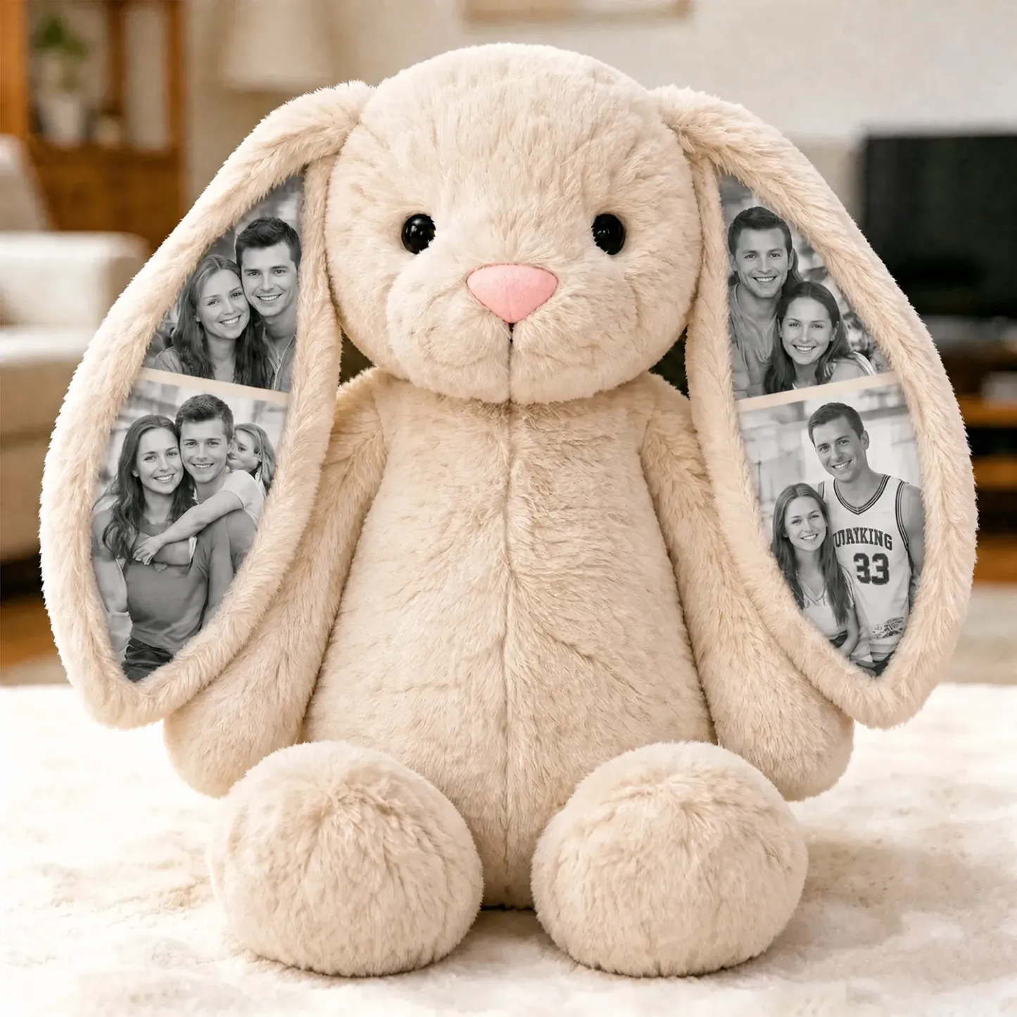 Personalized Voice Recording Bunny Plush – Custom Photo Hidden Ear Rabbit, Recordable Message Stuffed Animal, Unique Anniversary Gift for Couples - Photowatch