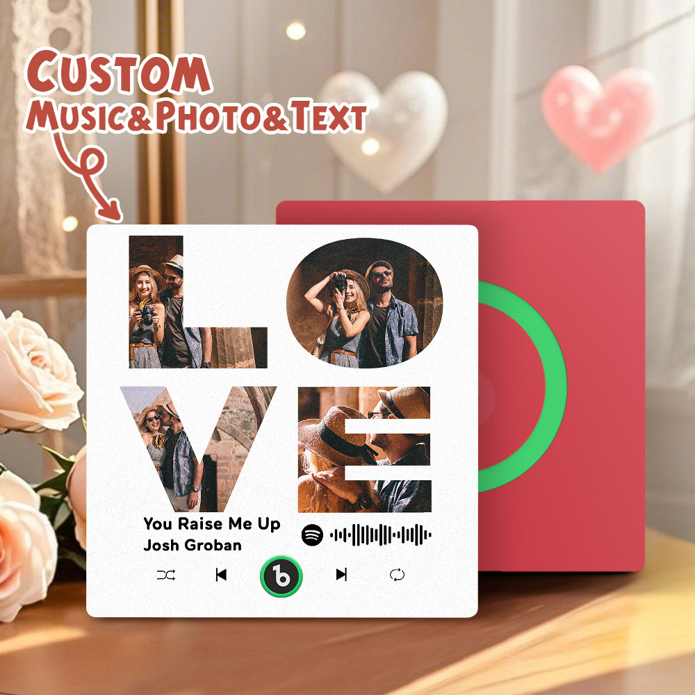 Custom Music Fridge Magnets Valentine's Day Gifts Custom Music Fridge Magnet Colorful Frame Album Fridge Magnet Can Play Songs Gift for Couple