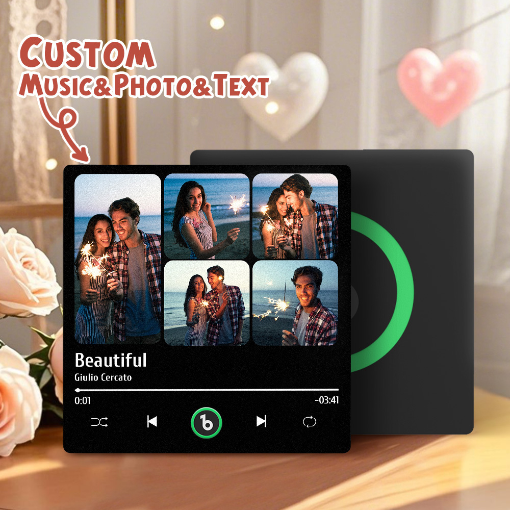 Custom Music Fridge Magnets Valentine's Day Gifts Custom Music Fridge Magnet Colorful Frame Album Fridge Magnet Can Play Songs Gift for Couple