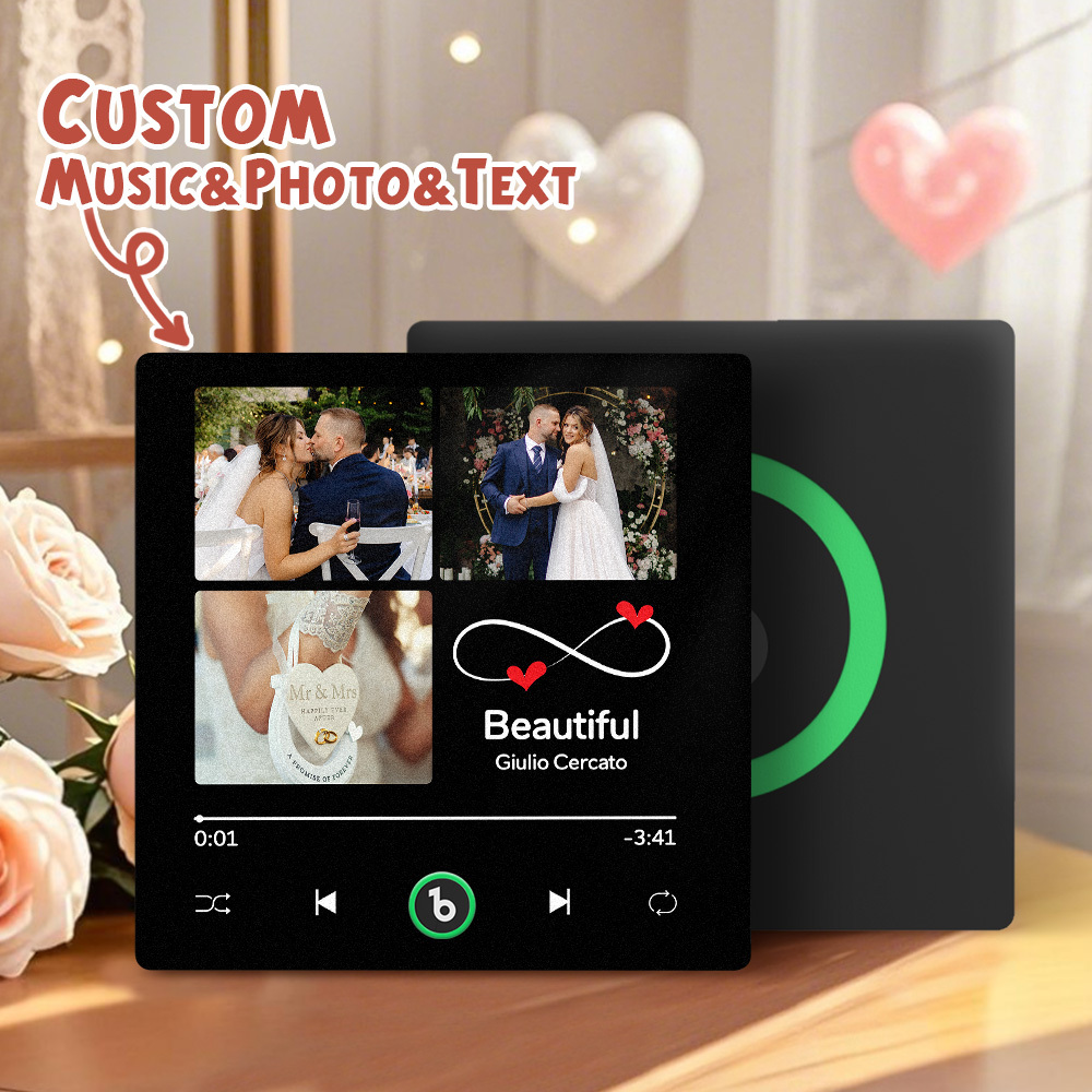 Custom Music Fridge Magnets Valentine's Day Gifts Custom Music Fridge Magnet Colorful Frame Album Fridge Magnet Can Play Songs Gift for Couple