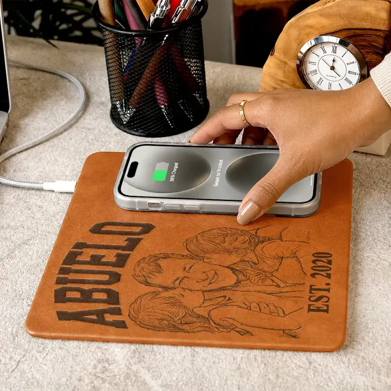 Personalized Charging Pad Dad Sketch Line Art Custom Photo Father's Day Gift For Dad