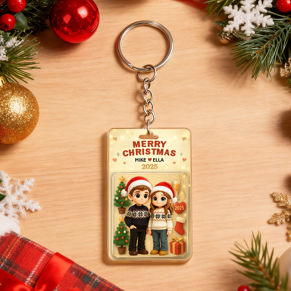 Personalized Christmas Action Figure Keychain, A Heartwarming Holiday Keepsake, Best Christmas Gift for Husband, Wife, Family, Mum, Dad - Photowatch