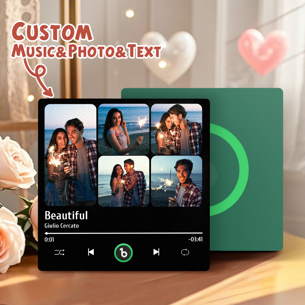 Custom Music Fridge Magnets Valentine's Day Gifts Custom Music Fridge Magnet Colorful Frame Album Fridge Magnet Can Play Songs Gift for Couple