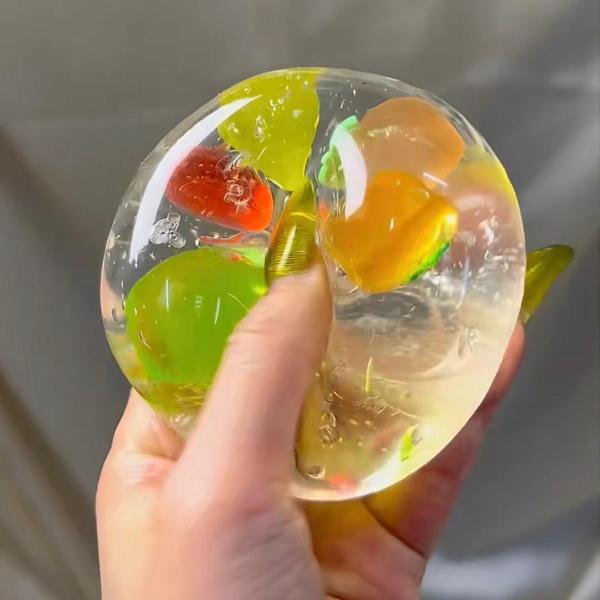 Fruit Jelly Squishy Ball Realistic Fruit Gel Stress Relief Sensory Fidget Toy
