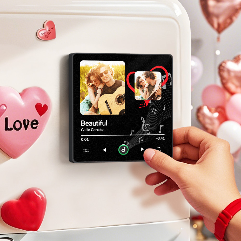 Custom Music Fridge Magnets Valentine's Day Gifts Custom Music Fridge Magnet Colorful Frame Album Fridge Magnet Can Play Songs Gift for Couple