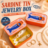 Vintage Sardine Tin Jewelry Box | Cute Mini Travel Jewelry Organizer for Rings, Earrings & Necklaces