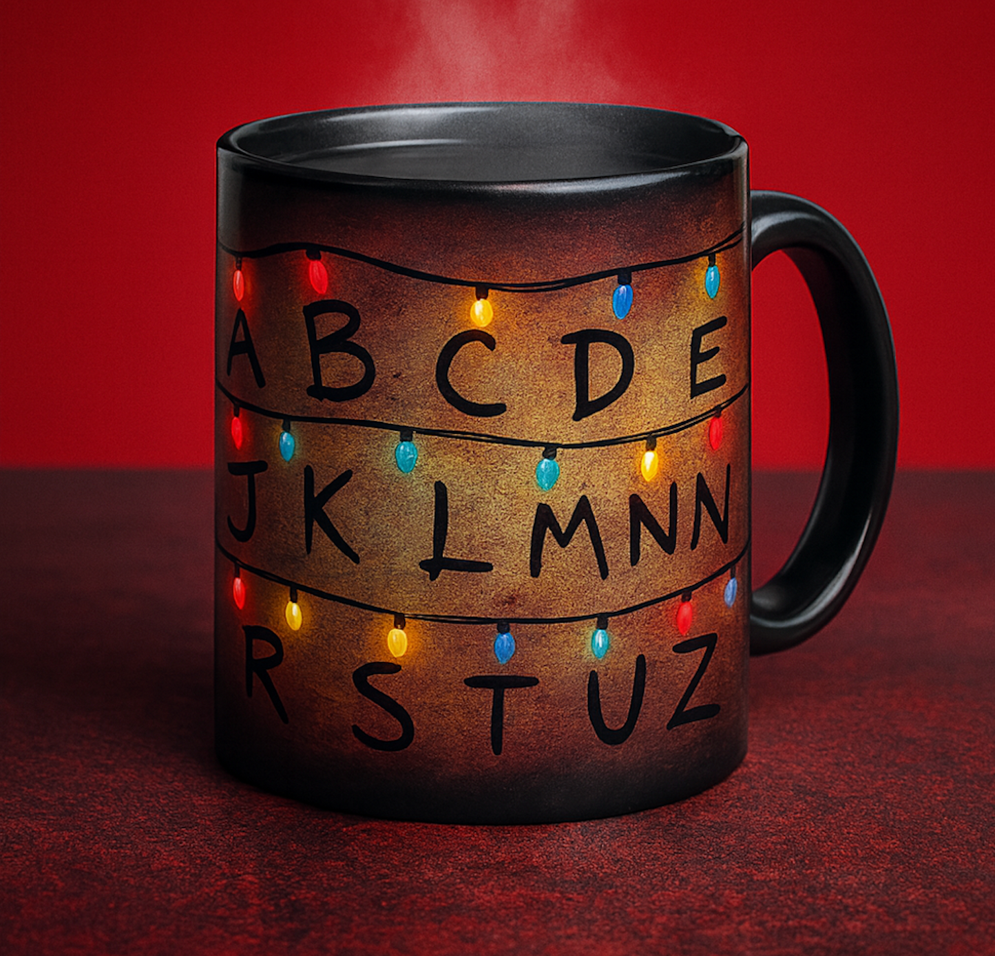 Retro Mystery Light-Up Alphabet Light Mug Heat Reveal Colorful LED Eff